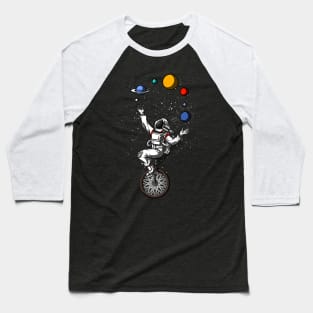 Space Astronaut Juggling Planets Baseball T-Shirt